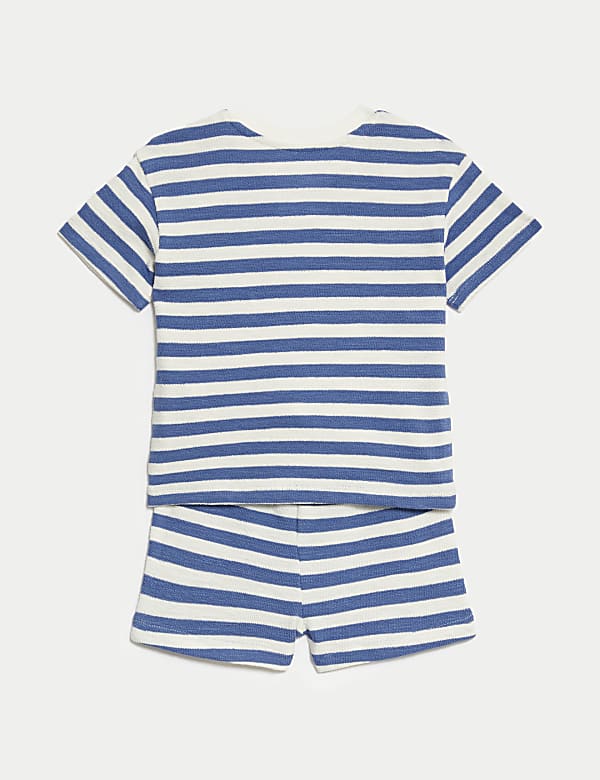 2pc Pure Cotton Striped Shorts Outfit (0-3 Yrs)