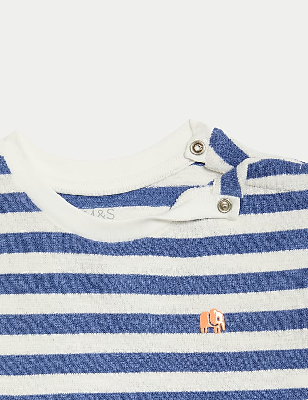2pc Pure Cotton Striped Shorts Outfit (0-3 Yrs)