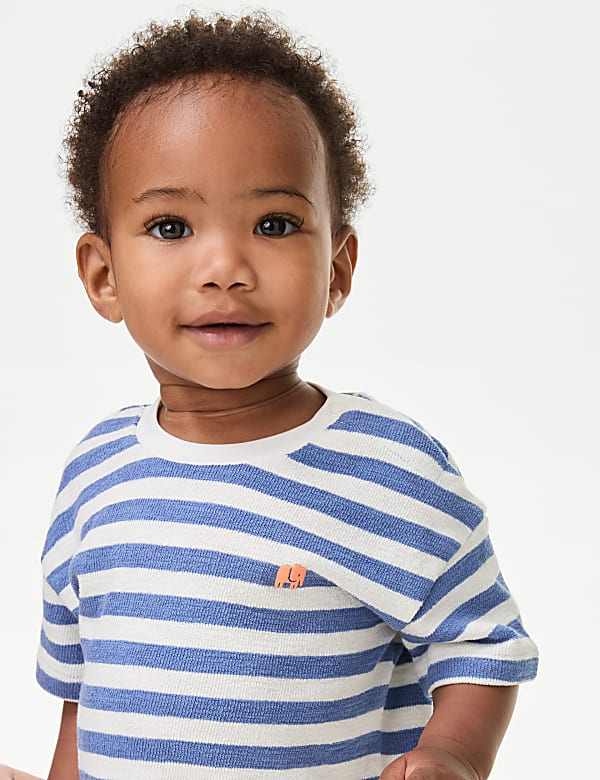 2pc Pure Cotton Striped Shorts Outfit (0-3 Yrs)