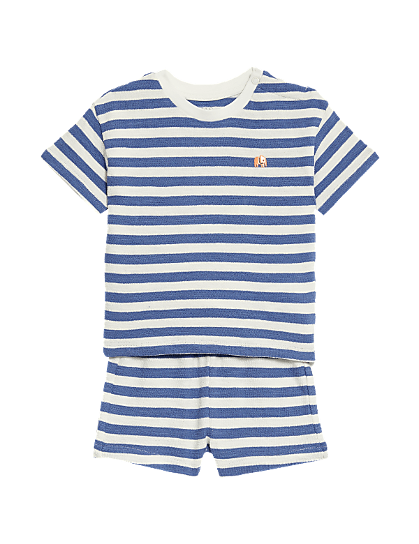 2pc Pure Cotton Striped Shorts Outfit (0-3 Yrs)