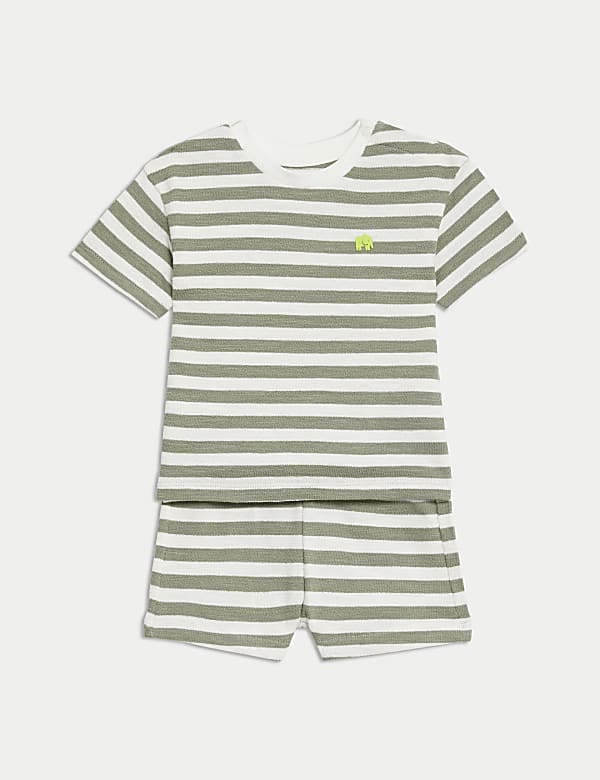 2pc Pure Cotton Striped Shorts Outfit (0-3 Yrs) - HU