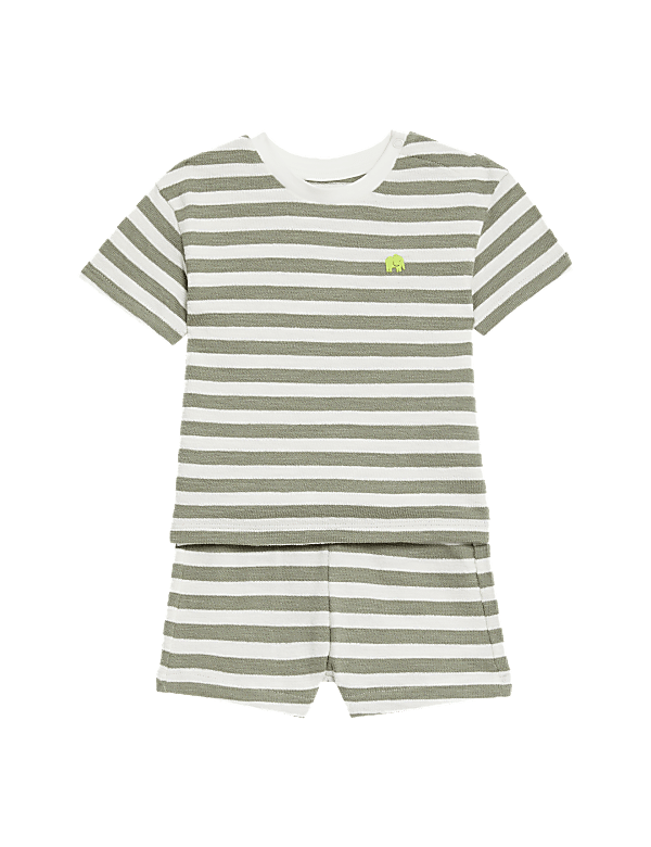 2pc Pure Cotton Striped Shorts Outfit (0-3 Yrs)