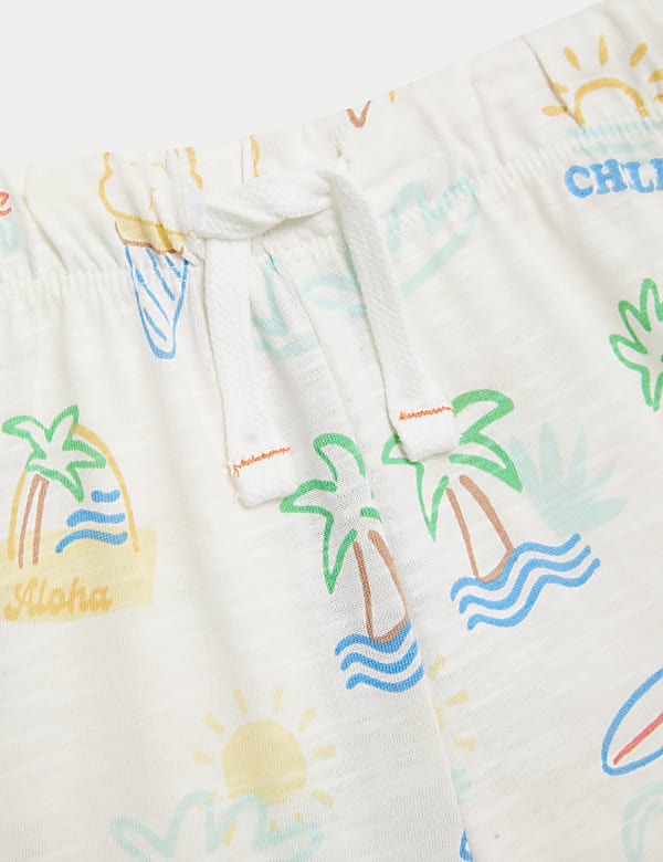 3pk Pure Cotton Patterned Shorts (0-3 Yrs)