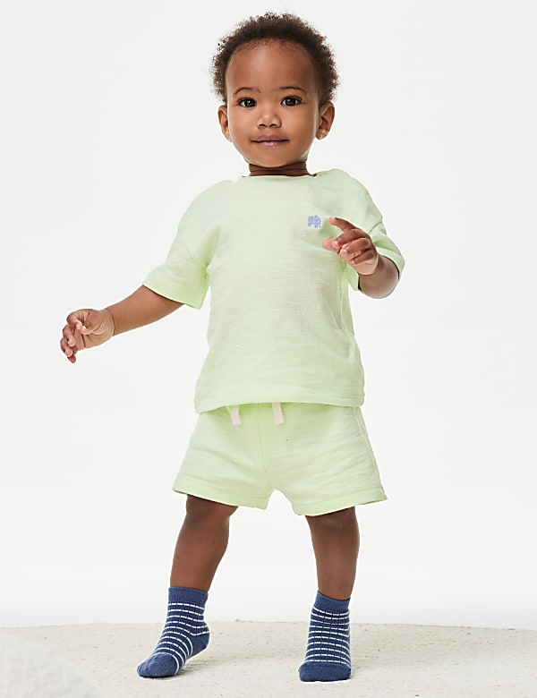 2pc Pure Cotton Elephant Shorts Outfit (0-3 Yrs)