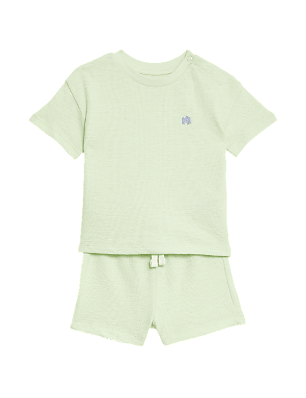 2pc Pure Cotton Elephant Shorts Outfit (0-3 Yrs)
