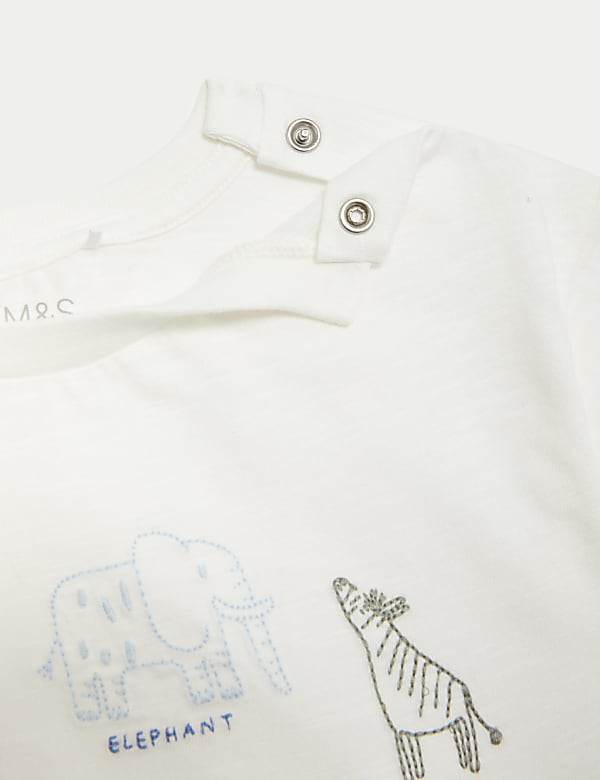 2pc Cotton Rich Embroidered Animal Outfit (0-3 Yrs)