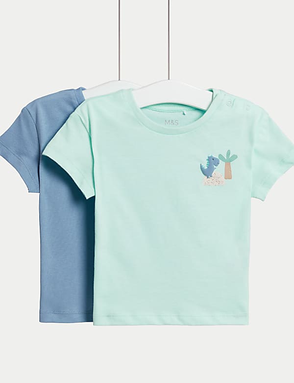 2pk Pure Cotton Dinosaur T-Shirts (0-3 Yrs) - US