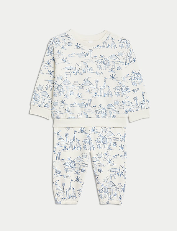 Ensemble 2&nbsp;pièces en coton à imprimé safari (jusqu’au 3&nbsp;ans) - BE