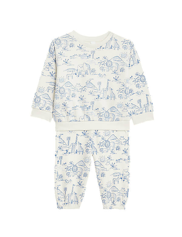 2pc Cotton Rich Safari Print Outfit (0-3 Yrs)