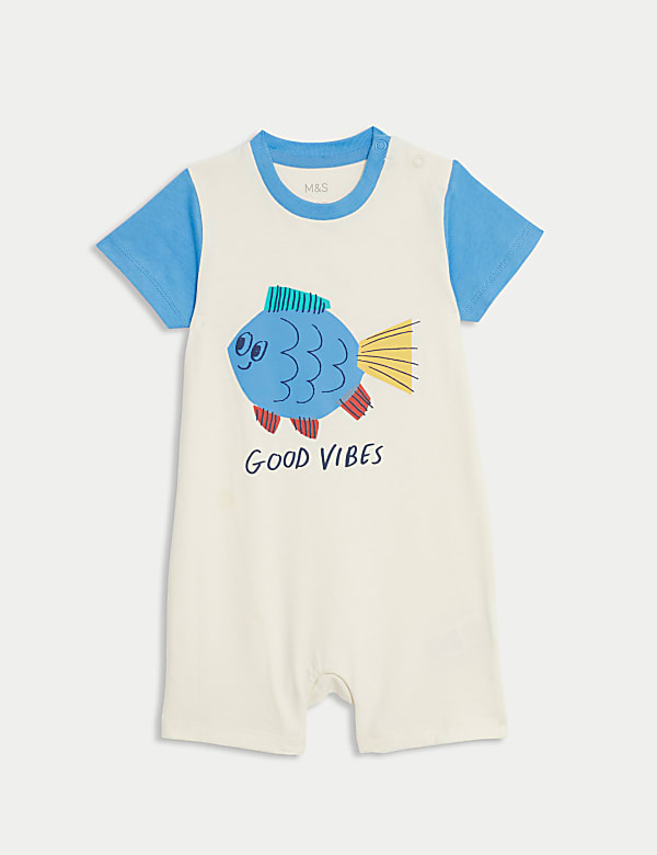 Pure Cotton Fish Graphic Romper (0-3 Yrs) - RO