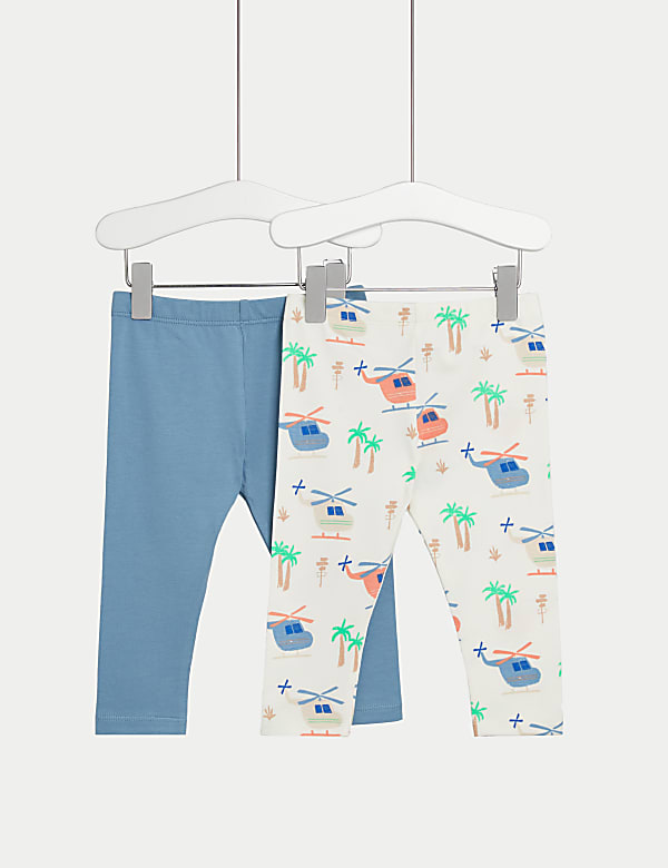 2pk Cotton Rich Printed Leggings (0-3 Yrs) - TW
