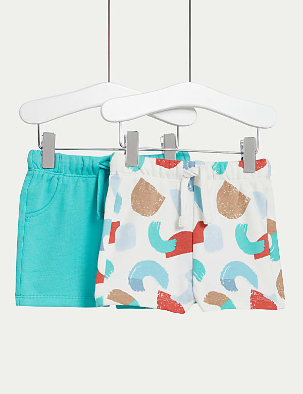 2pk Cotton Rich Abstract Print Shorts (0-3 Yrs) - CA