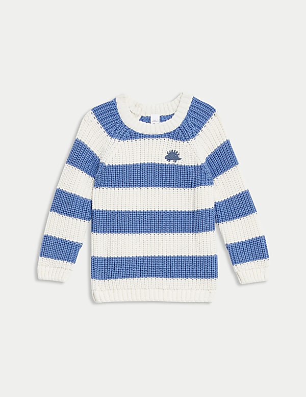 Pure Cotton Striped Dinosaur Jumper (0-3 Yrs) - US