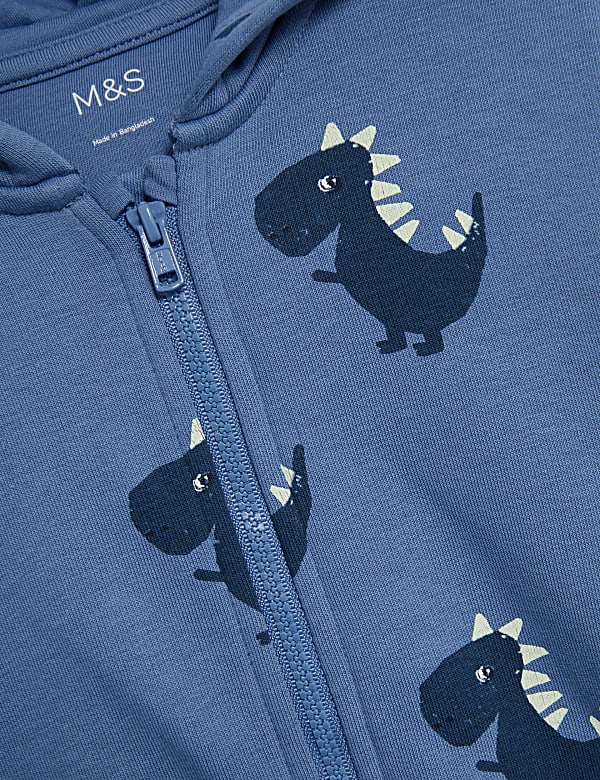 Cotton Rich Dinosaur Zip Hoodie (0-3 Yrs)