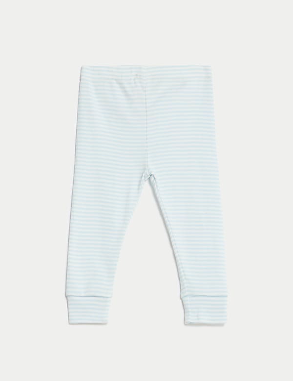 2pk Pure Cotton Striped & Plain Leggings (0-3 Yrs)