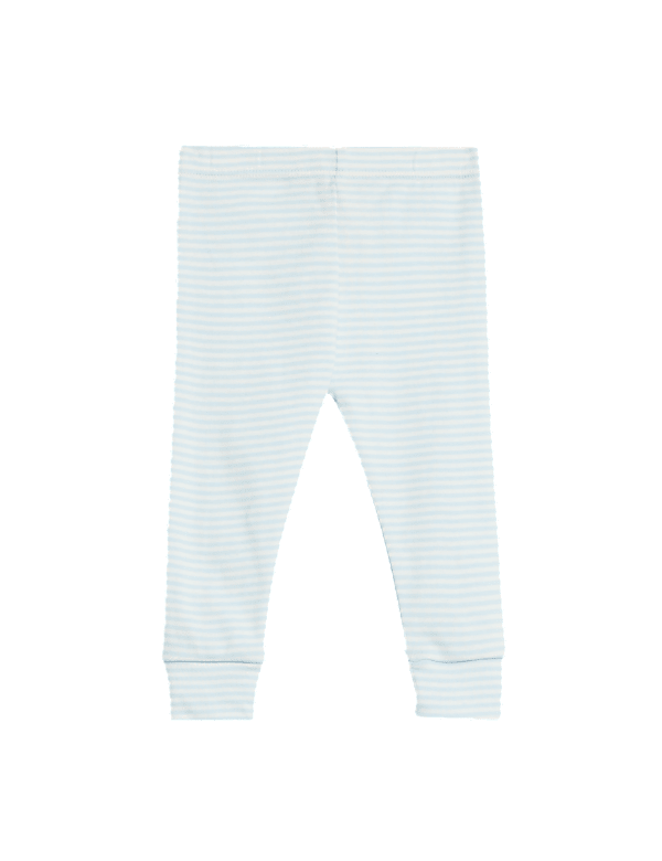 2pk Pure Cotton Striped & Plain Leggings (0-3 Yrs)
