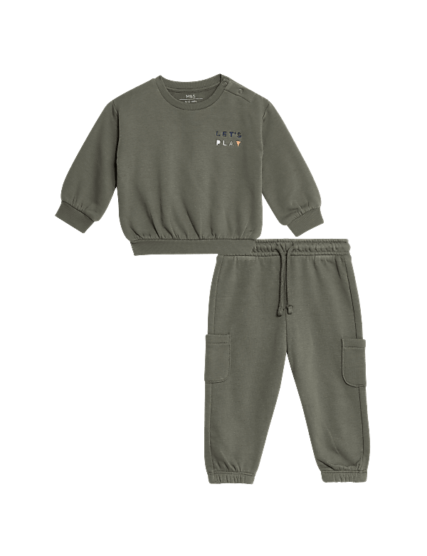 2pc Cotton Rich Let's Play Slogan Outfit (0-3 Yrs)