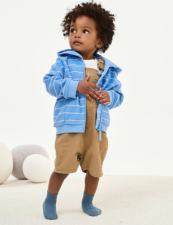 Cotton Rich Striped Zip Hoodie (0-3 Yrs) - GR