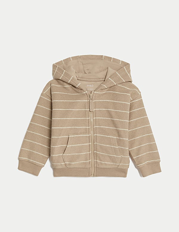 Cotton Rich Striped Zip Hoodie (0-3 Yrs) - KR