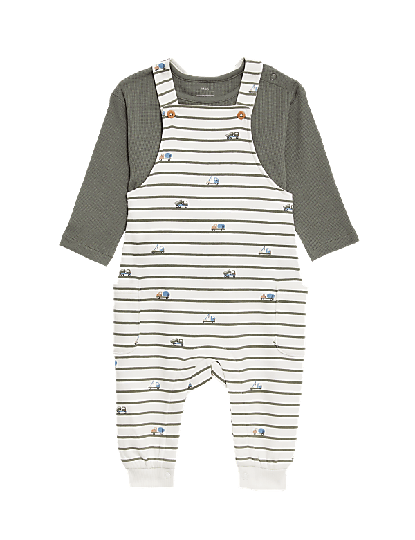 2pc Cotton Rich Striped Transport Outfit (0-3 Yrs)