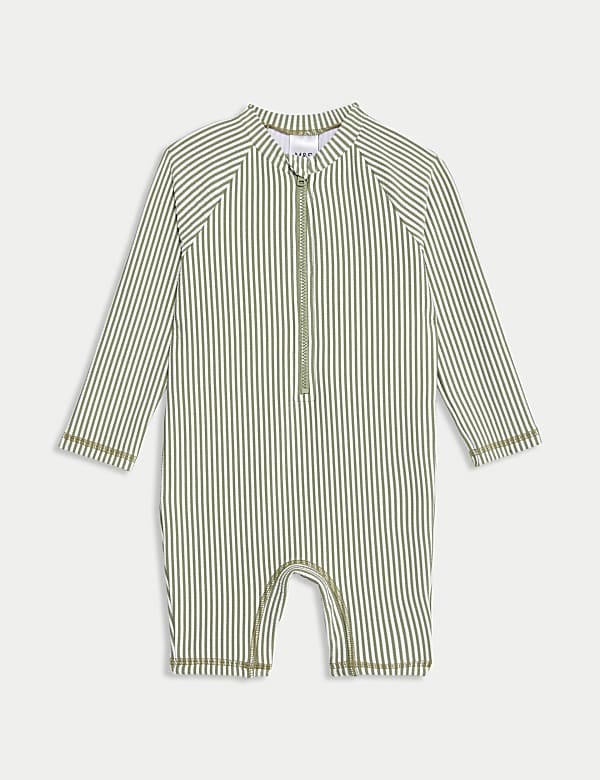 Striped Long Sleeve Swim All In One (0-3 Yrs) - GR