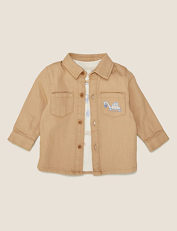 2pc Pure Cotton Transport Shacket Set