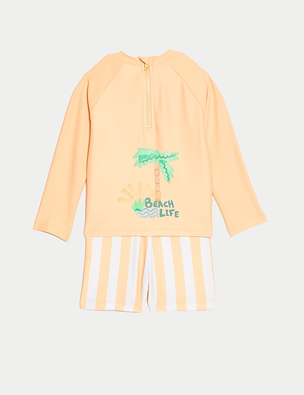 2pc Striped Long Sleeve Swim Set (0-3 Yrs) - PL