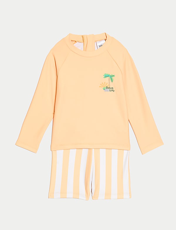 2pc Striped Long Sleeve Swim Set (0-3 Yrs) - SI