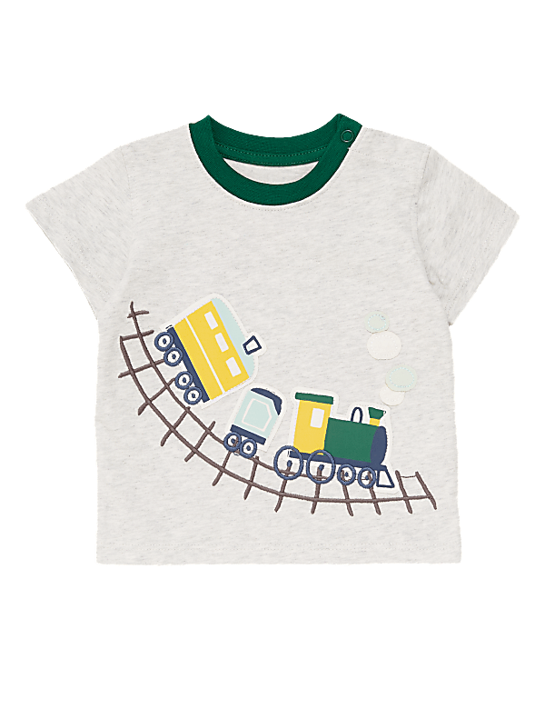 Pure Cotton Train Applique T-Shirt (0-3 Yrs)