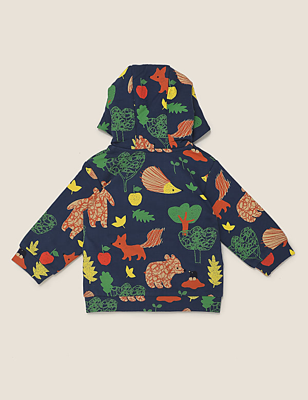 Cotton Woodland Print Zip Hoodie (0-3 Yrs)