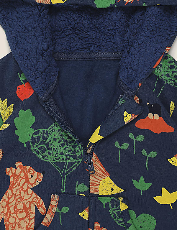 Cotton Woodland Print Zip Hoodie (0-3 Yrs)