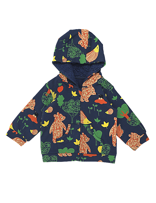 Cotton Woodland Print Zip Hoodie (0-3 Yrs)