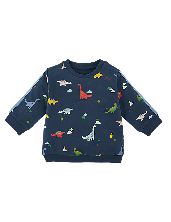 Cotton Rich Dinosaur Print Sweatshirt (0-3 Yrs)