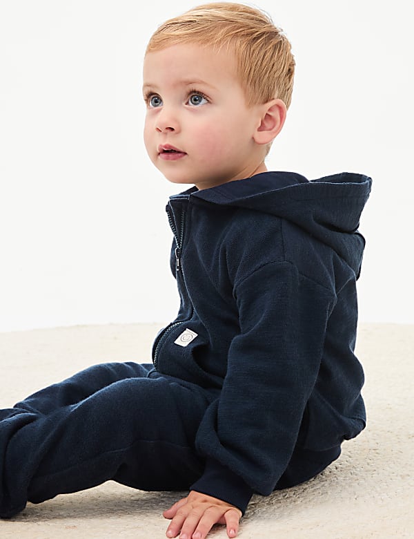Sudadera con capucha 100 % algodón con cremallera (0-6 años) - ES