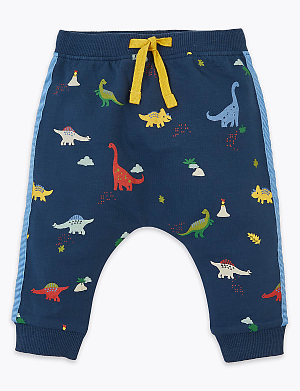 Cotton Dinosaur Print Joggers (0-3 Yrs)