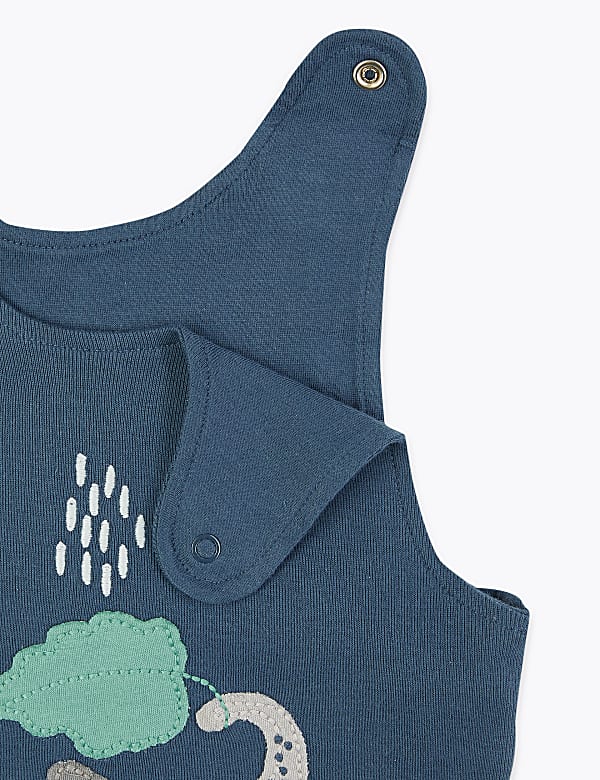 2 Piece Cotton Elephant Dungarees Outfit (7 lbs-12 Mths)