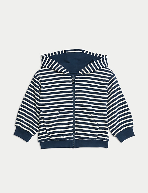 Pure Cotton Striped Zip Hoodie (0-3 Yrs) - FR