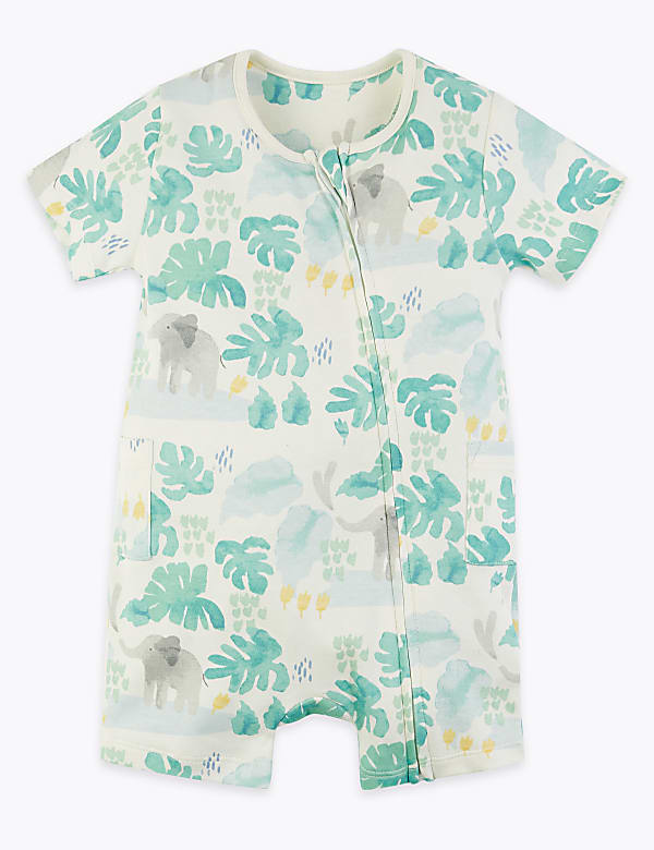 2 Pack Cotton Elephant Rompers (7lbs-12 Mths)