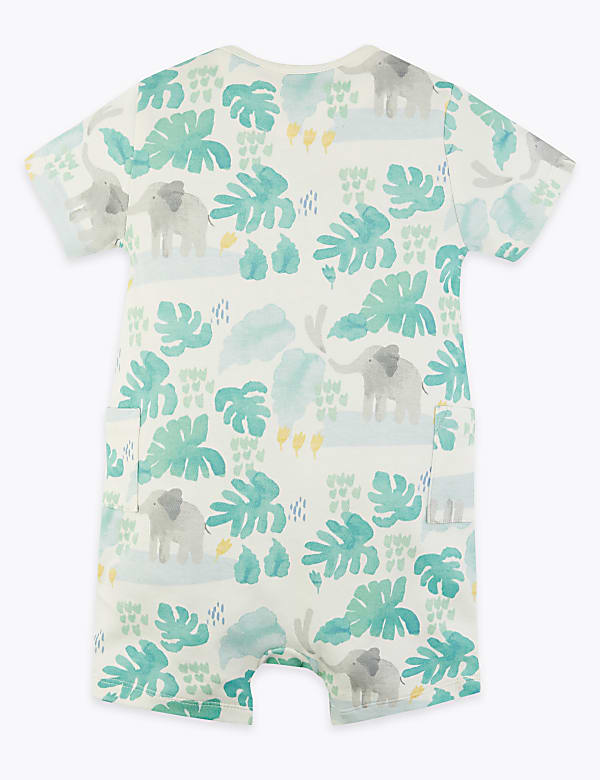 2 Pack Cotton Elephant Rompers (7lbs-12 Mths)