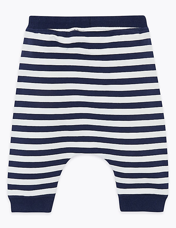 Cotton Striped Appliqué Dinosaur Joggers (0-3 Yrs)