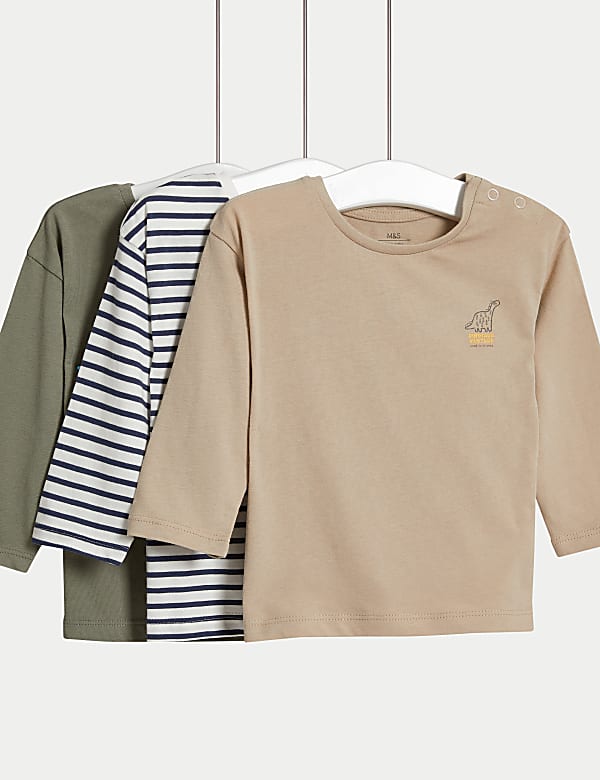 3pk Pure Cotton Dinosaur Tops (0-3 Yrs) - CY