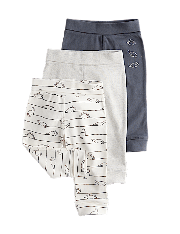 3pk Pure Cotton Dinosaur Leggings (0 Mths-3 Yrs)