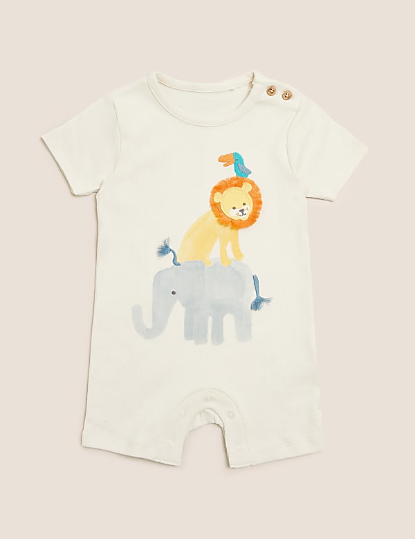 2pk Pure Cotton Animal Print Rompers