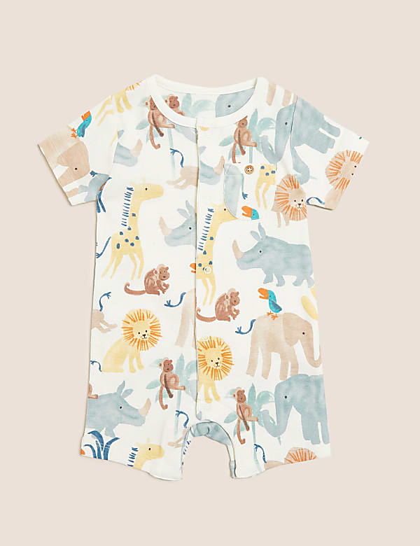 2pk Pure Cotton Animal Print Rompers