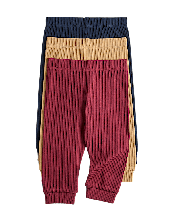 3 Pack Cotton Rich Ribbed Leggings (0-4 Years)
