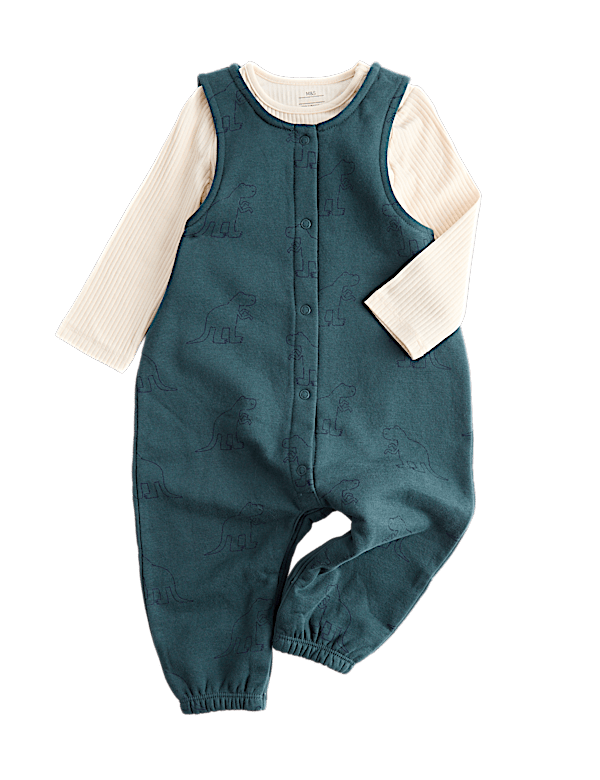 Cotton Rich Dino Dungarees Outfit (0-3 Yrs)