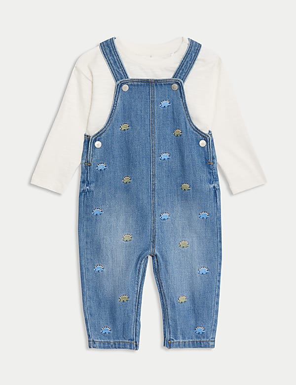 Dino Embroidered Dungaree Outfit (0-3 Yrs)