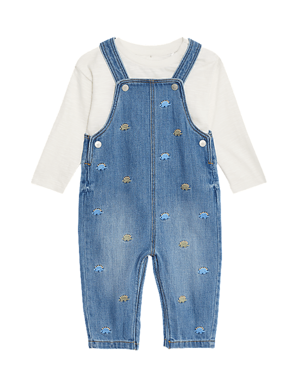 Dino Embroidered Dungaree Outfit (0-3 Yrs)