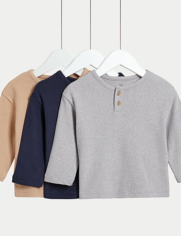 Set van 3 tops met wafelpatroon (0-8 jaar) - BE