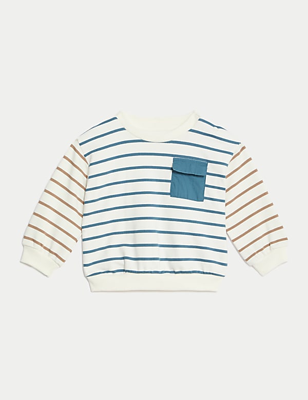 Cotton Rich Striped Sweatshirt (0-3 Yrs) - GR